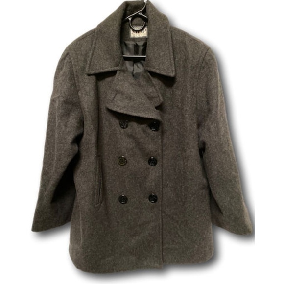 MDP Mario De Pinto Jackets & Blazers - MDP Mario De Pinto Grey Wool Blend Coat Peacoat